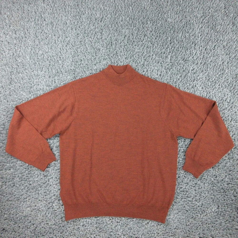 Jos A Bank Sweater Mens Large Brown Heather Wool Long Sleeve Pullover
